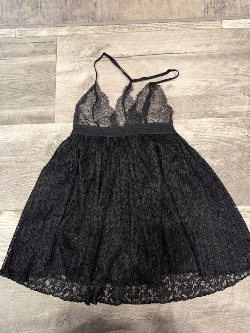 Victorias Secret Black Lace Babydoll Slip Dress